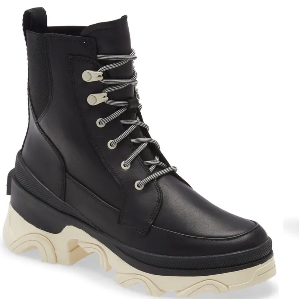 Sorel Brex Lace-up Waterproof Bootie in black / chalk